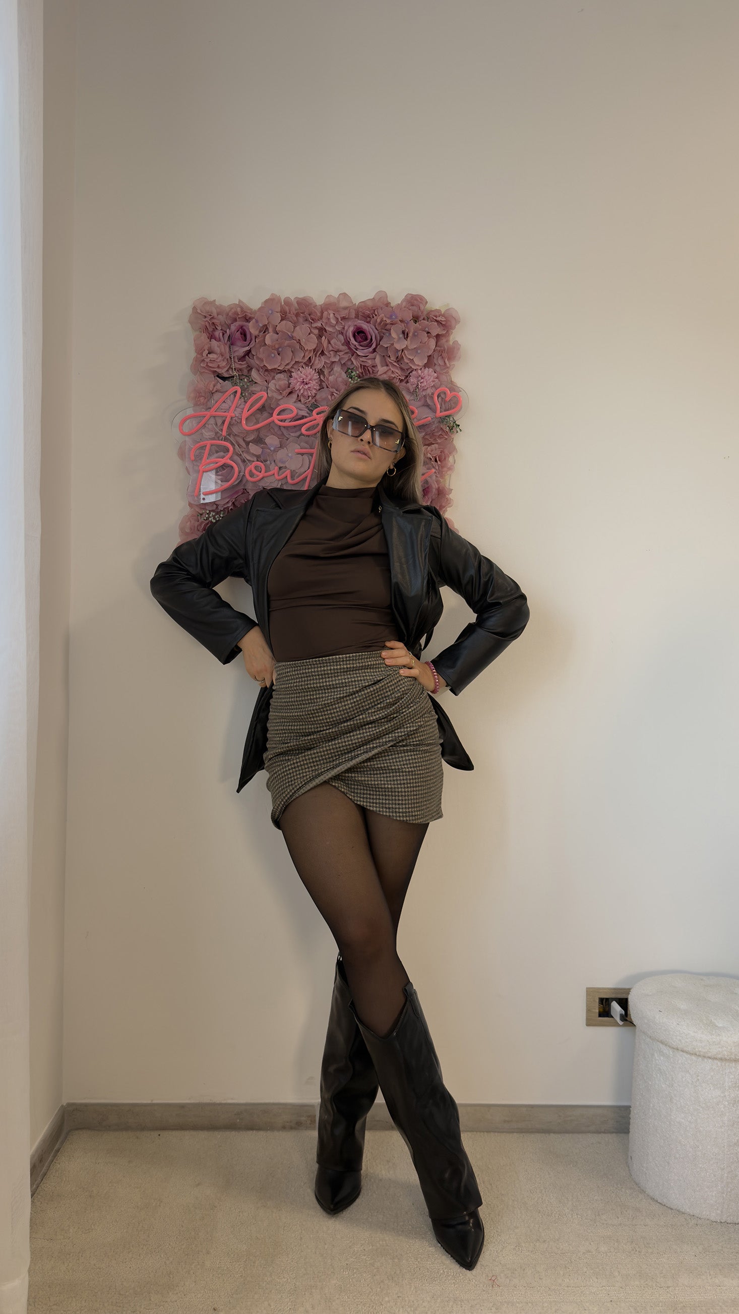 Gonna Incrociata Pied de Poule