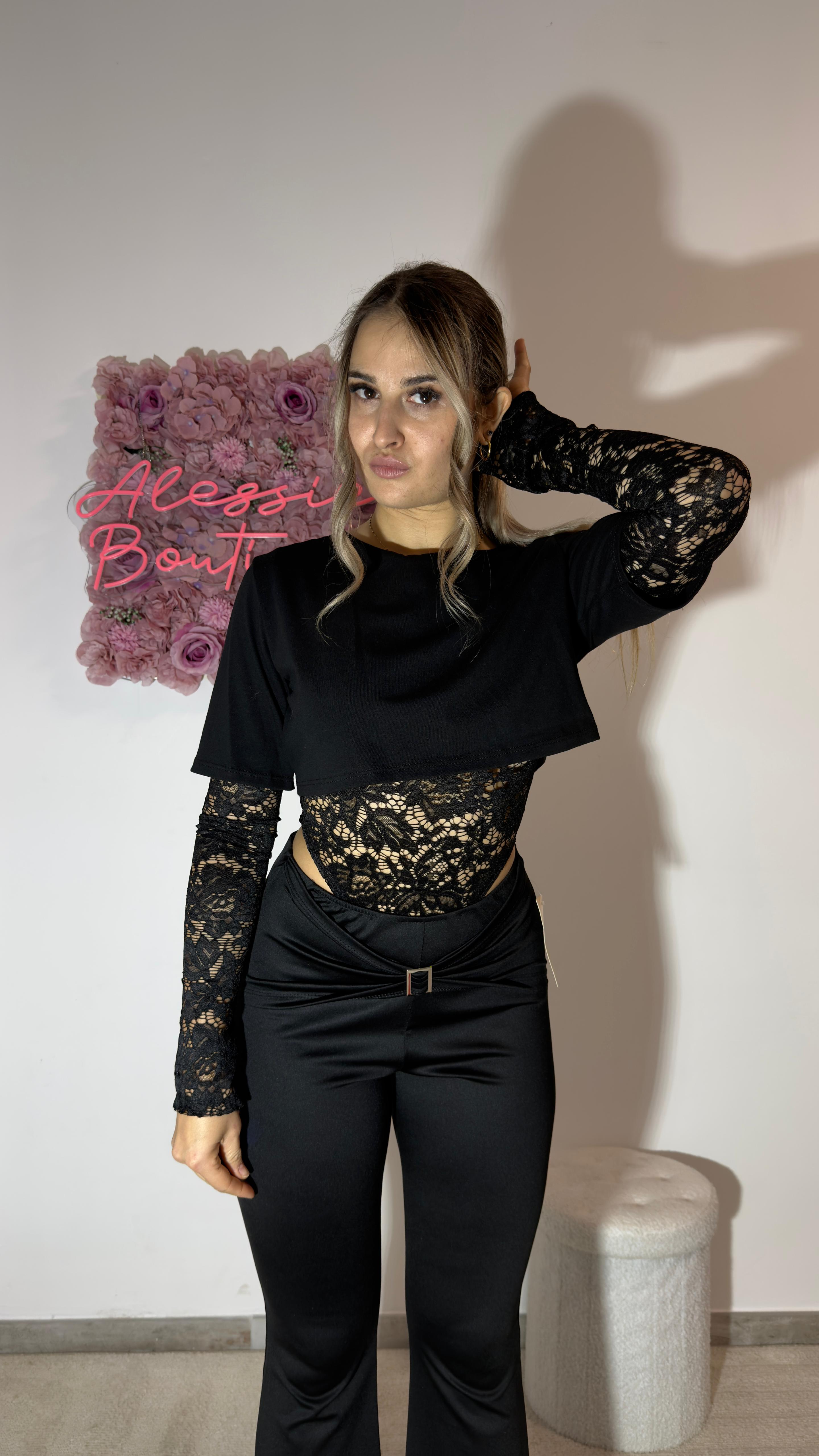 Maglia crop piu pizzo